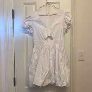 Showpo White Puff Sleeve Cutout Dress